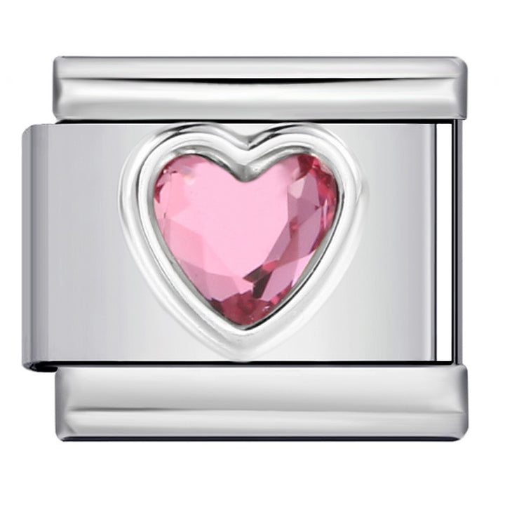 Crystal heart italian charm