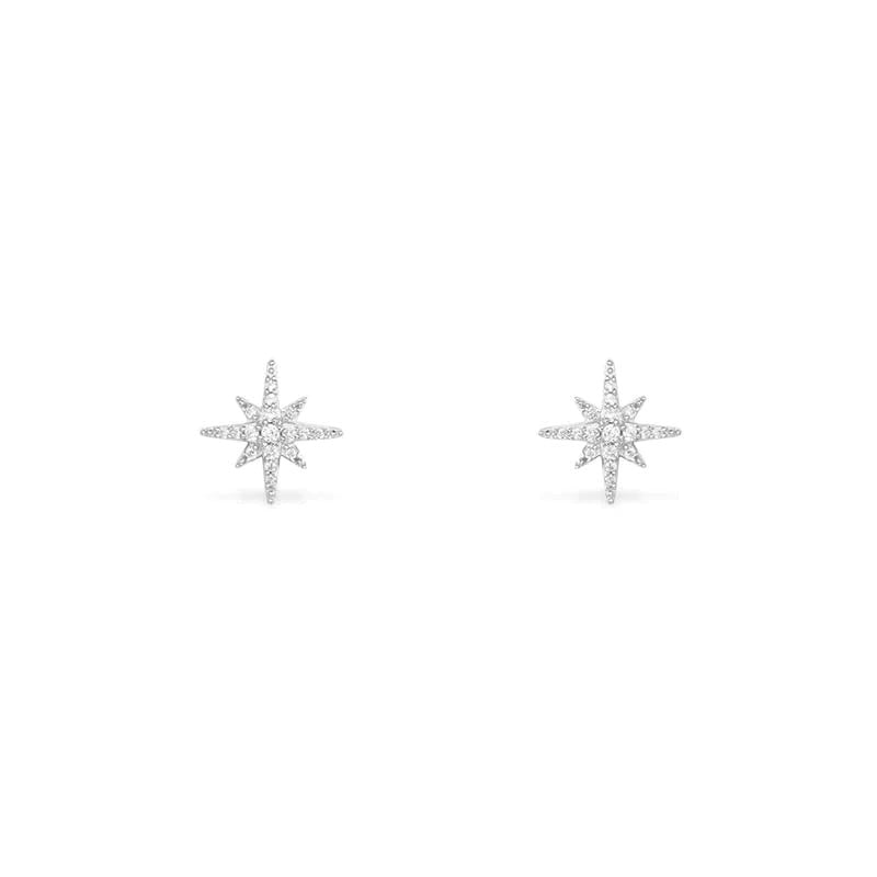 Falling star ear studs silver -LUXE
