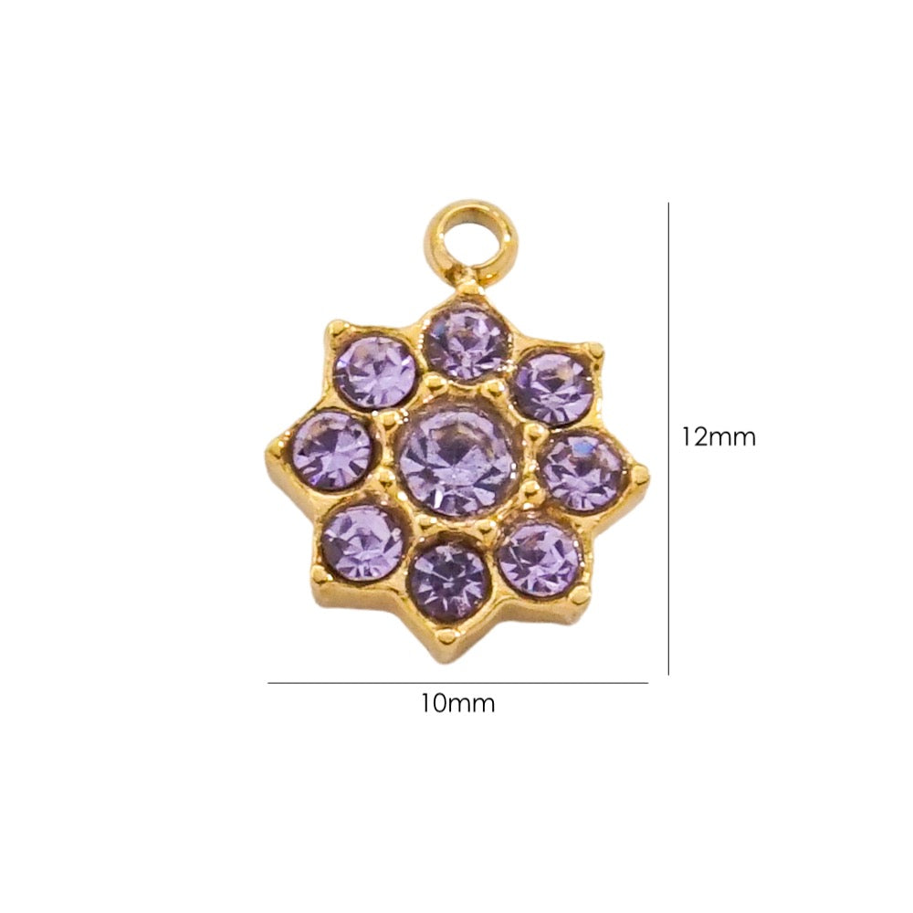 Purple diamond flower charm