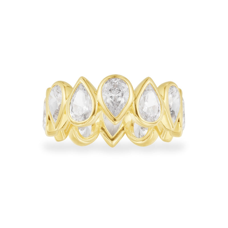Teardrop linked gold ring -LUXE