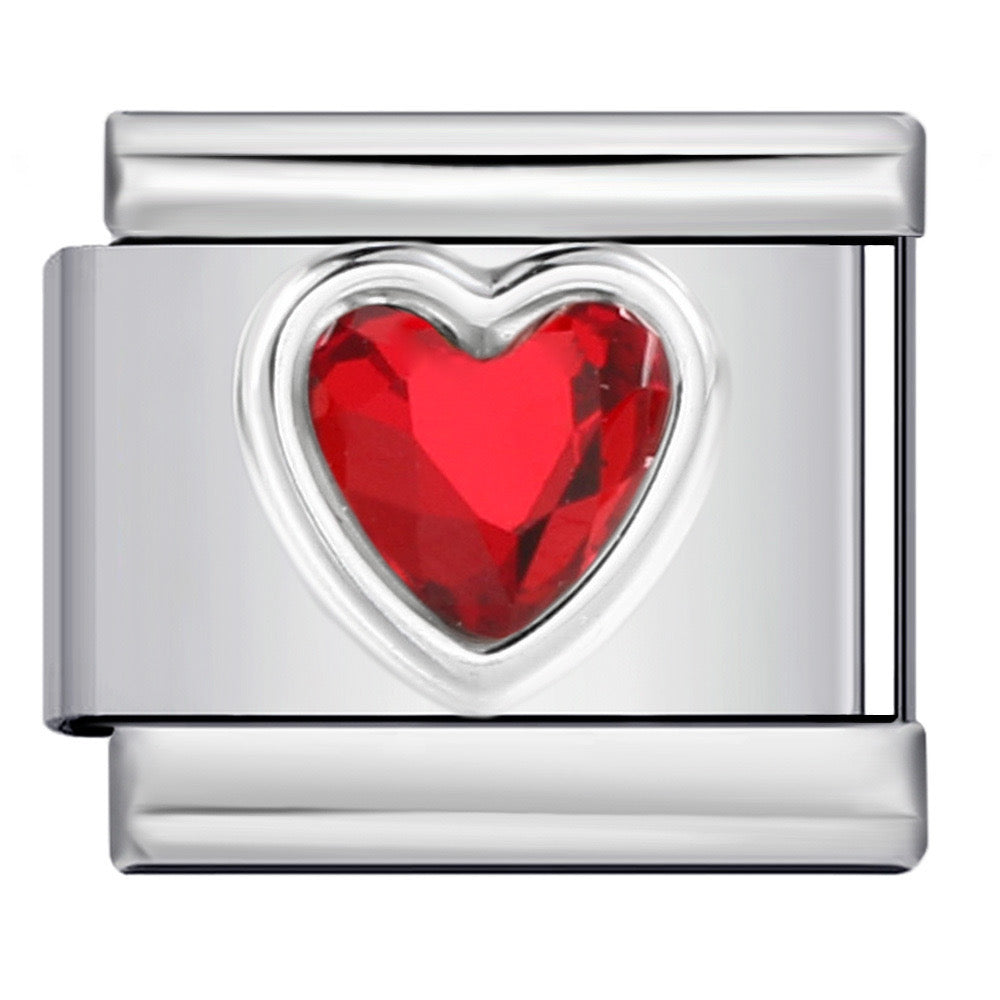 Crystal heart italian charm