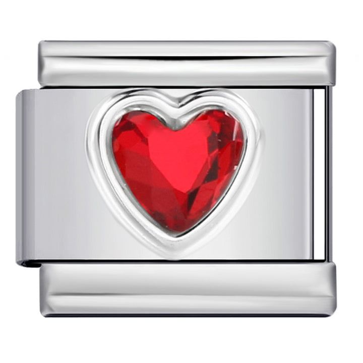 Crystal heart italian charm