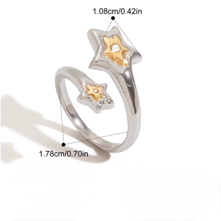 Dainty double star toned ring