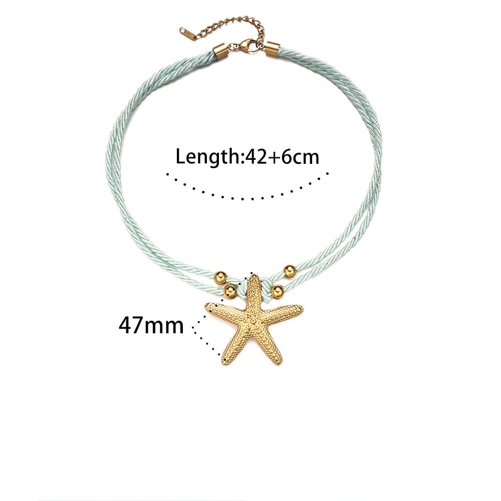 Light blue starfish rope necklace