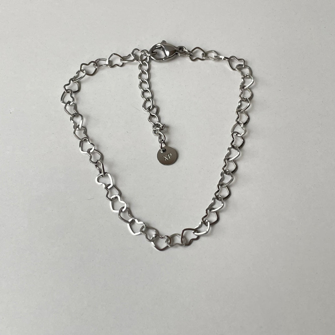 Heart chain bracelet -silver