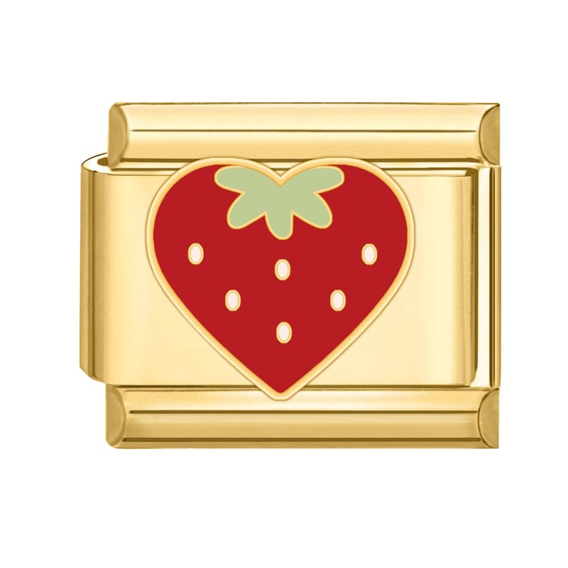 Strawberry heart italian charm