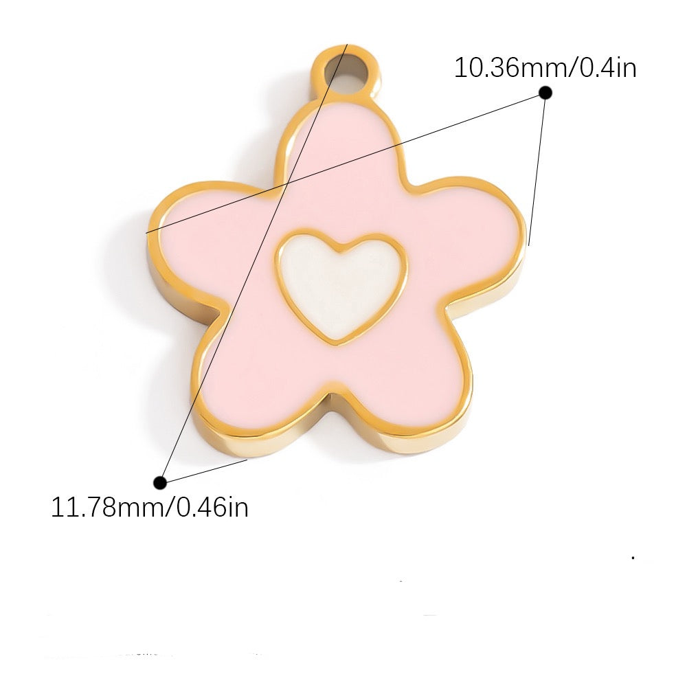 Small pink heart flower charm