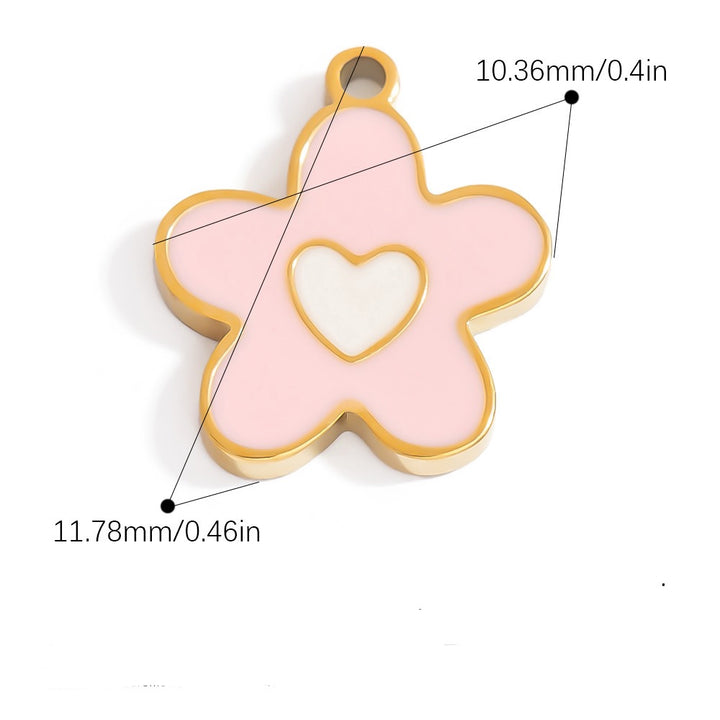 Small pink heart flower charm