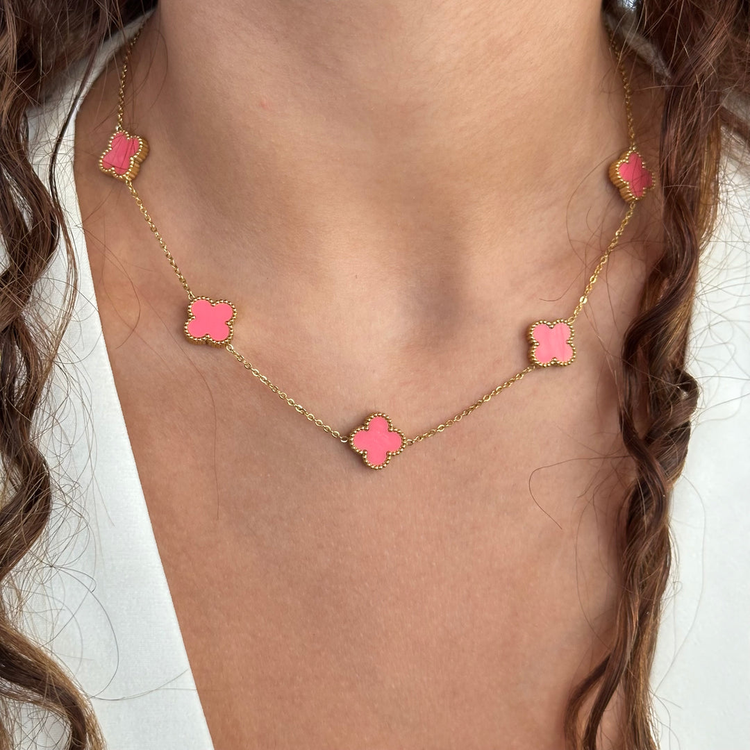 Limited edition clover necklace -pink