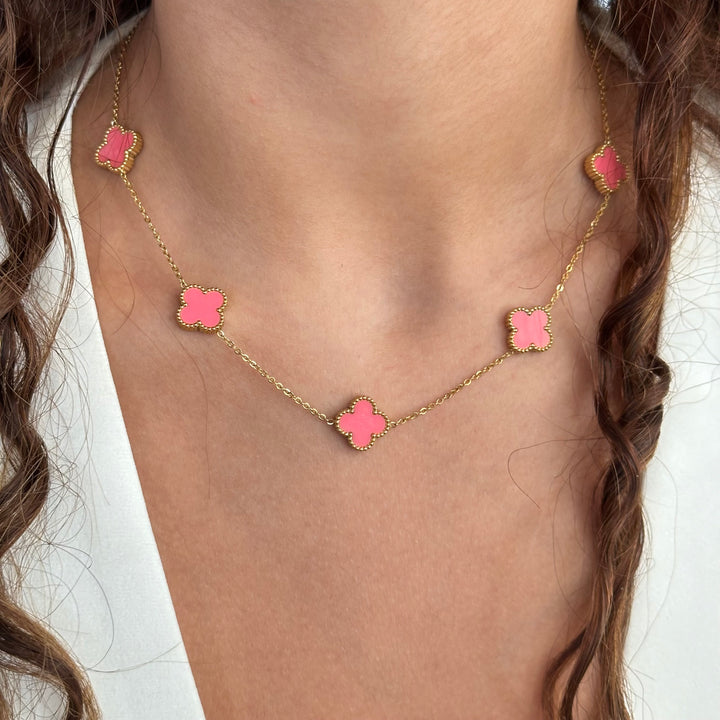 Limited edition clover necklace -pink