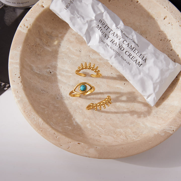 Turquoise eye set of three rings