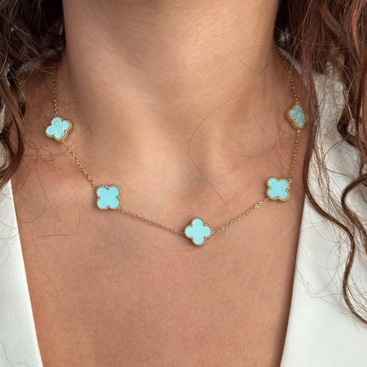 Limited edition clover necklace -baby blue