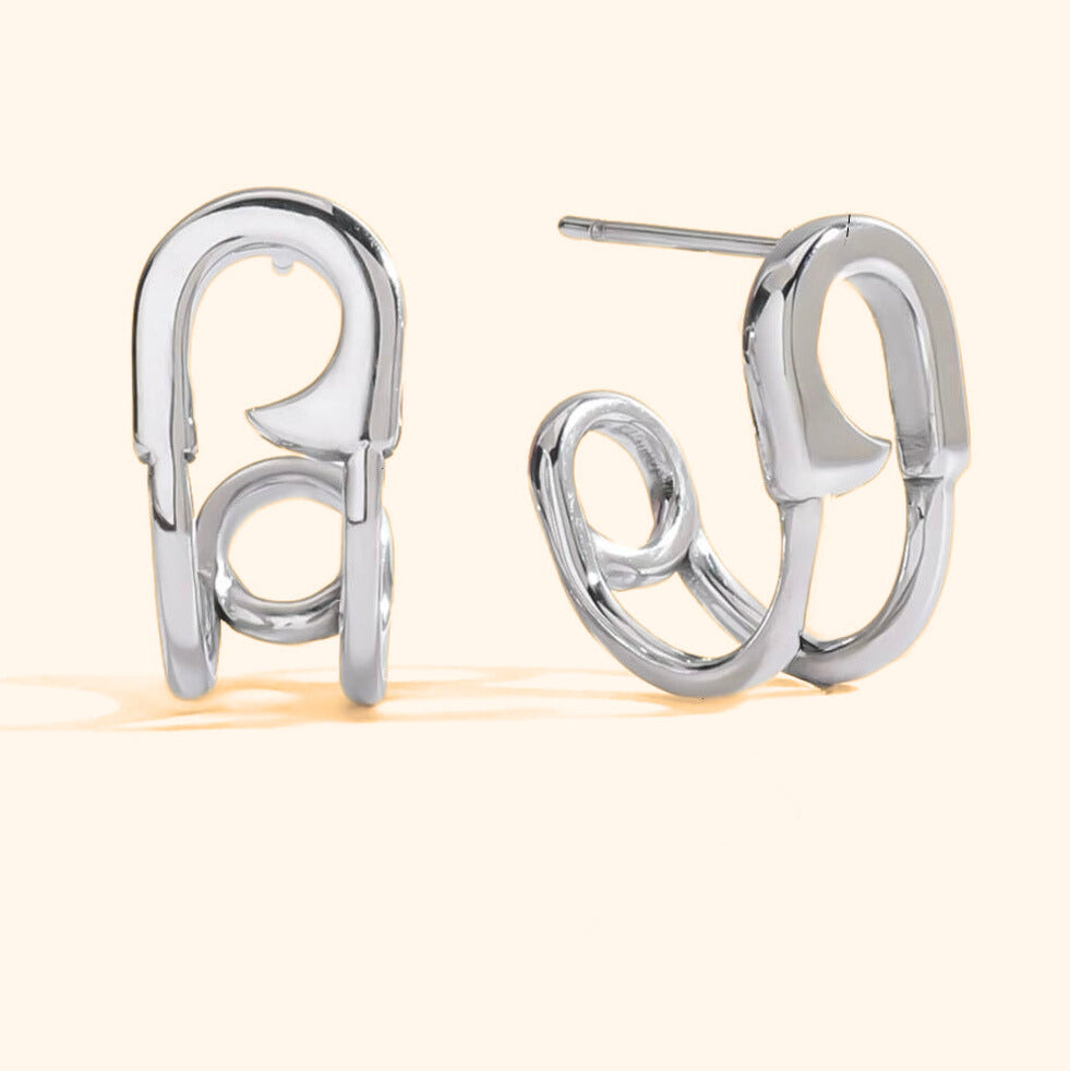 Pin small silver earrings