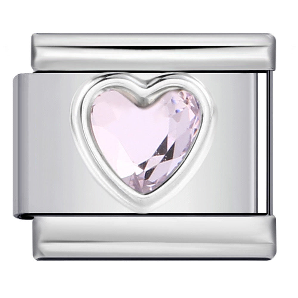 Crystal heart italian charm