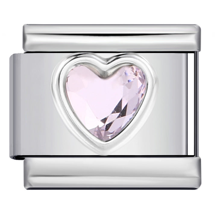 Crystal heart italian charm