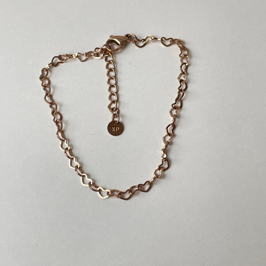 Heart chain bracelet -rose gold