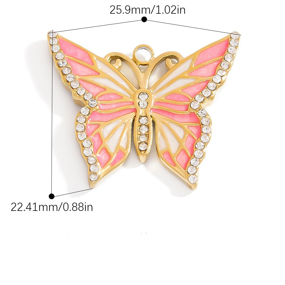 Pink butterfly charm -arrives june 7