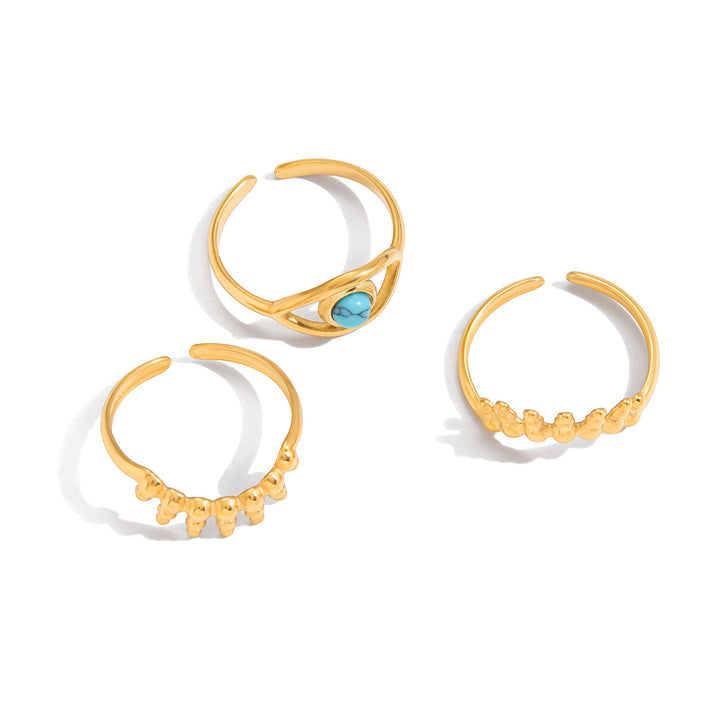 Turquoise eye set of three rings