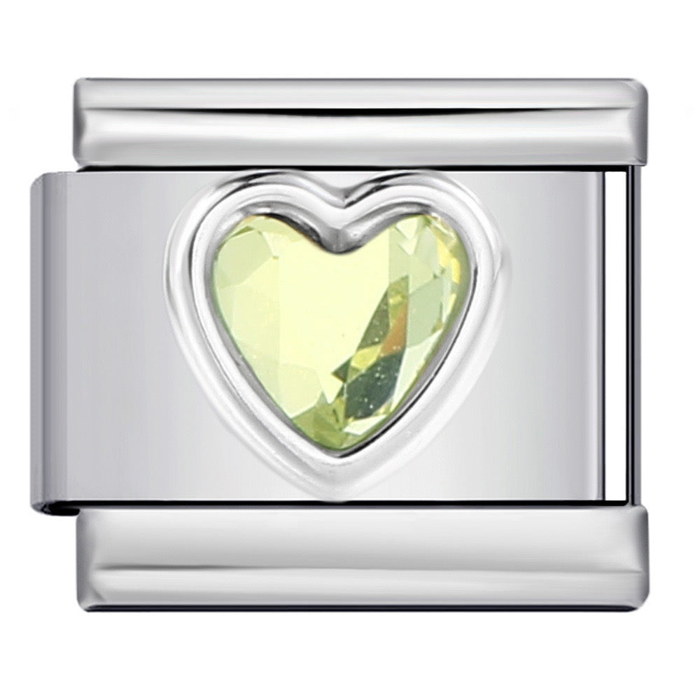 Crystal heart italian charm