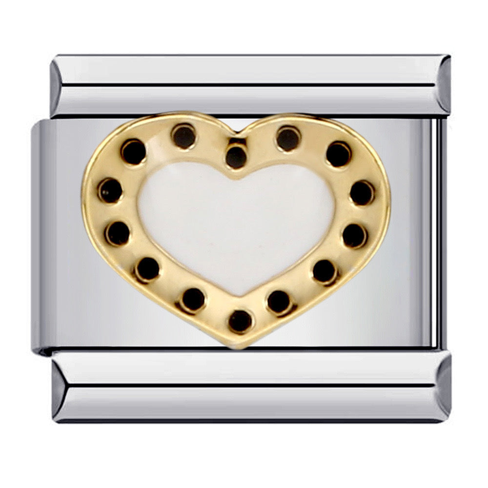 Black dot heart italian charm