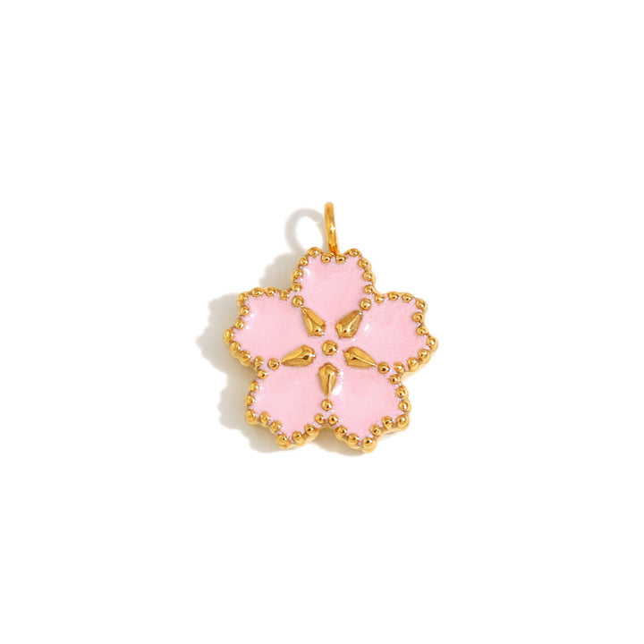 Pink sandblasted flower charm