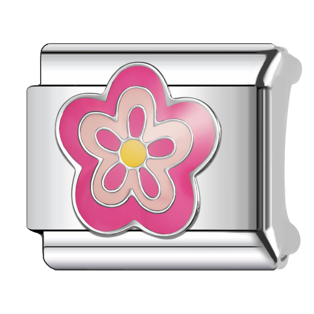 Pink flower style 1 italian charm