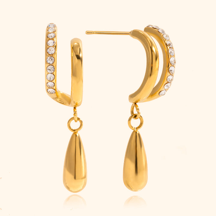 Double hoop dangling earrings