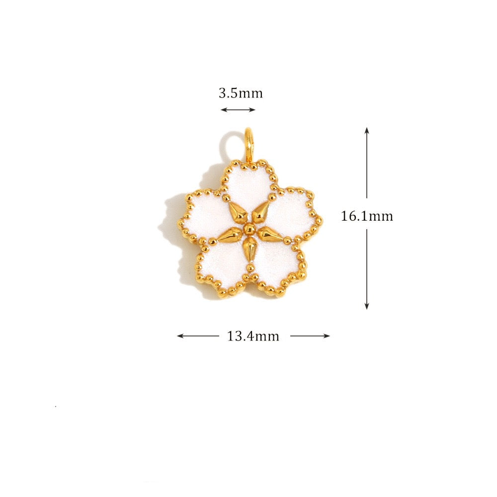 White sandblasted flower charm