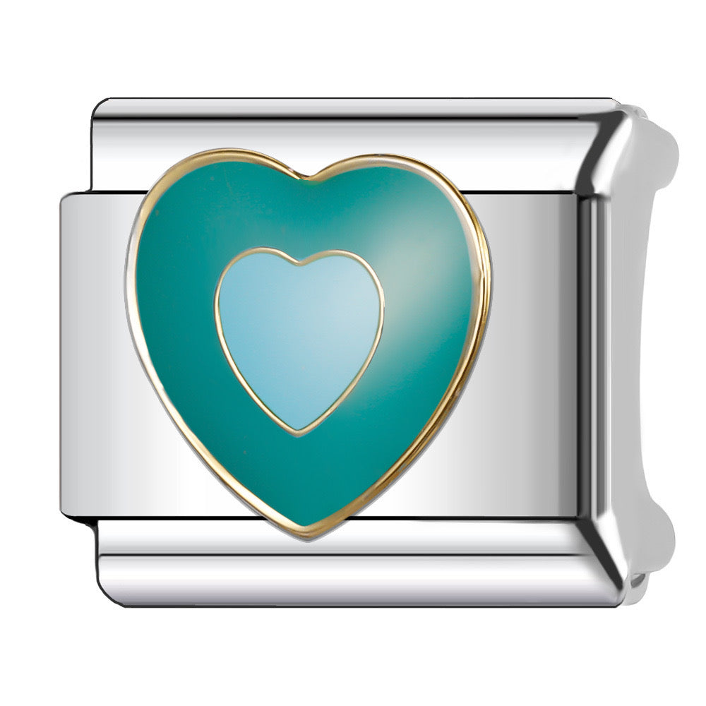 Blue power heart italian charm