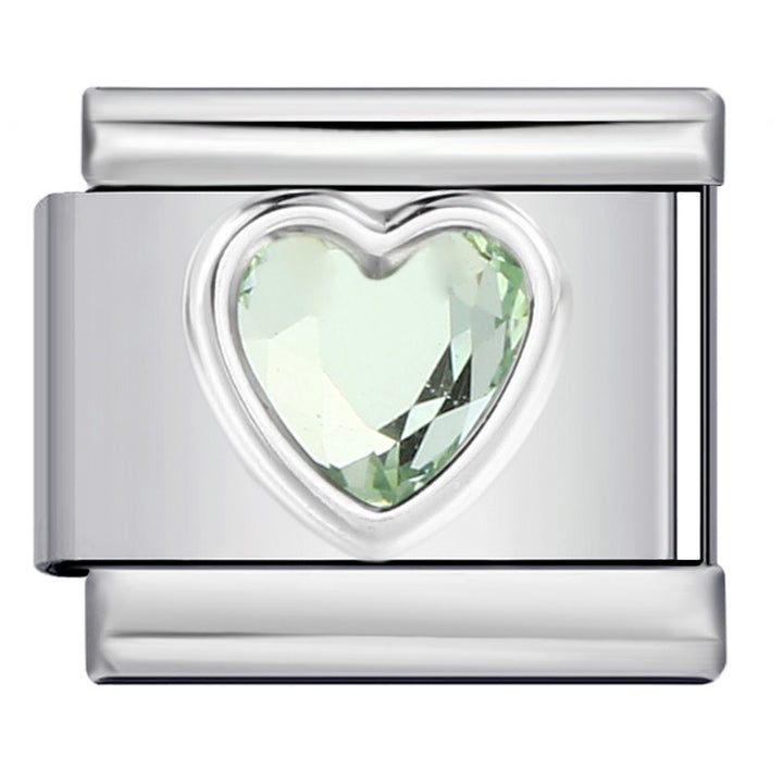 Crystal heart italian charm