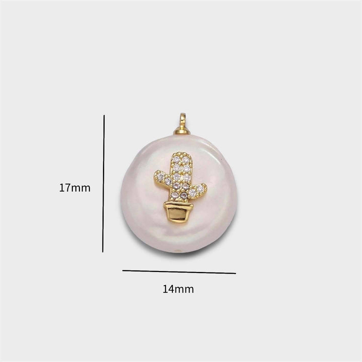 Cactus on a freshwater pearl charm