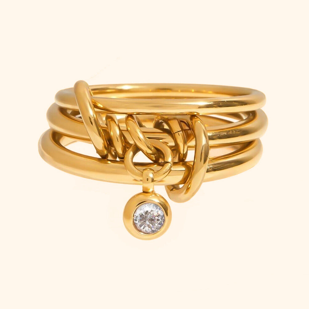 Sparkle drop layered ring