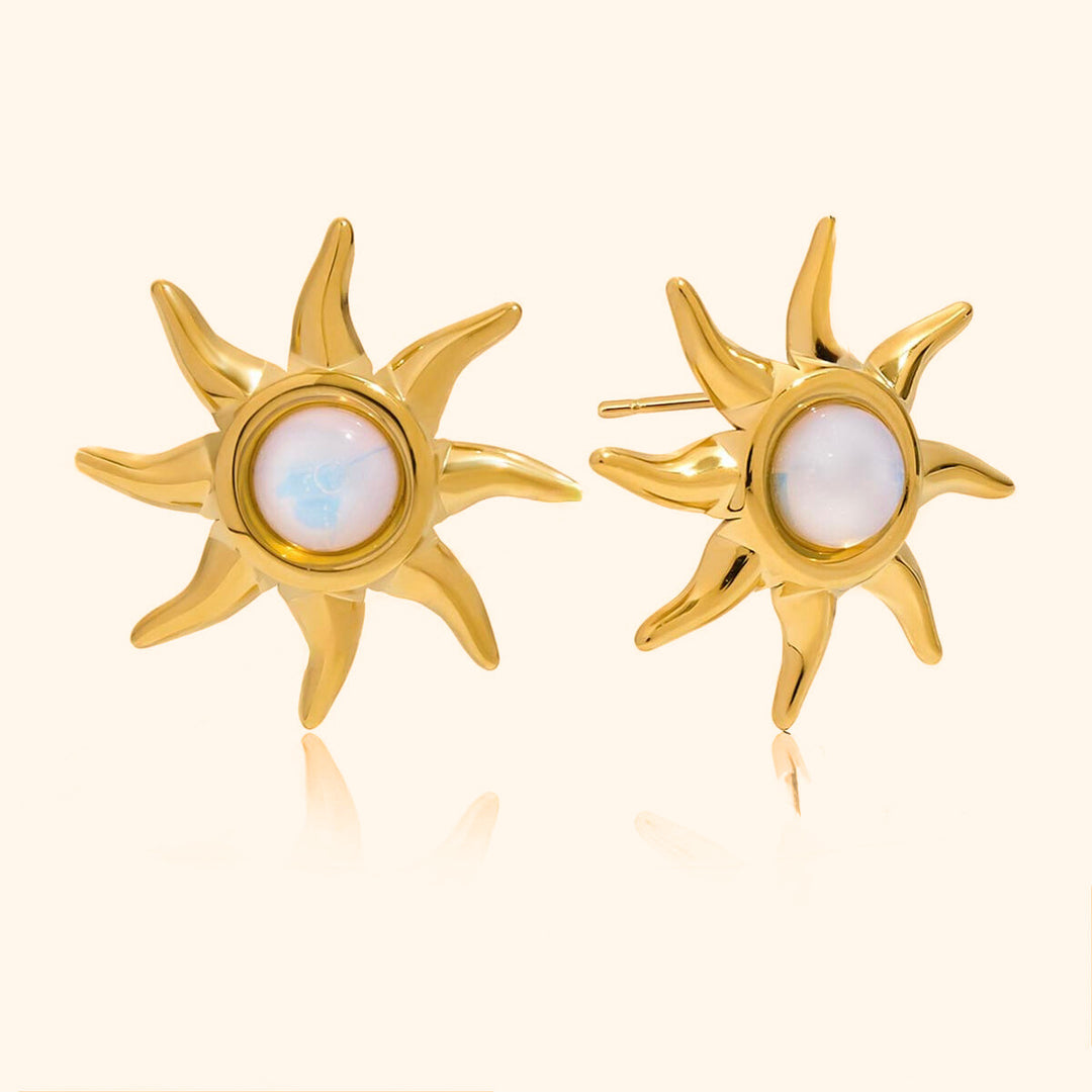 Opal sun earrings