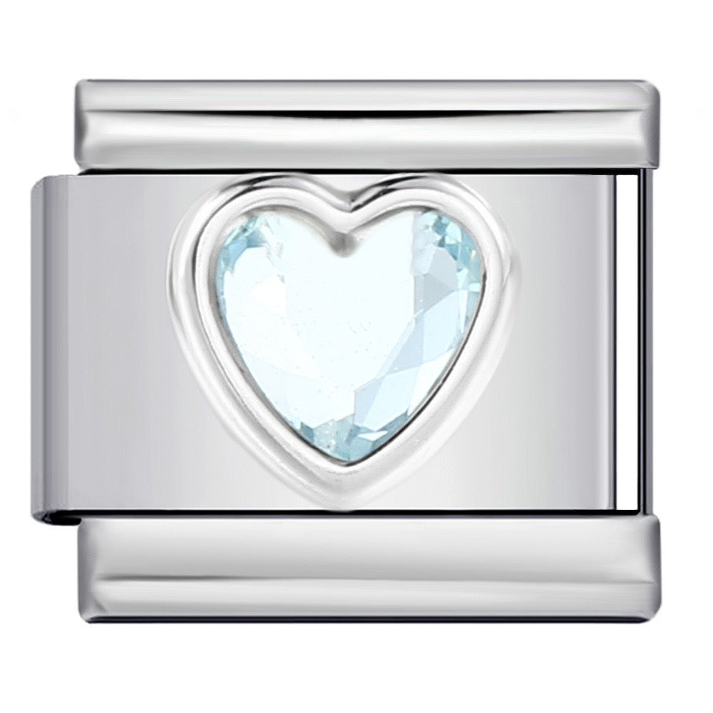 Crystal heart italian charm