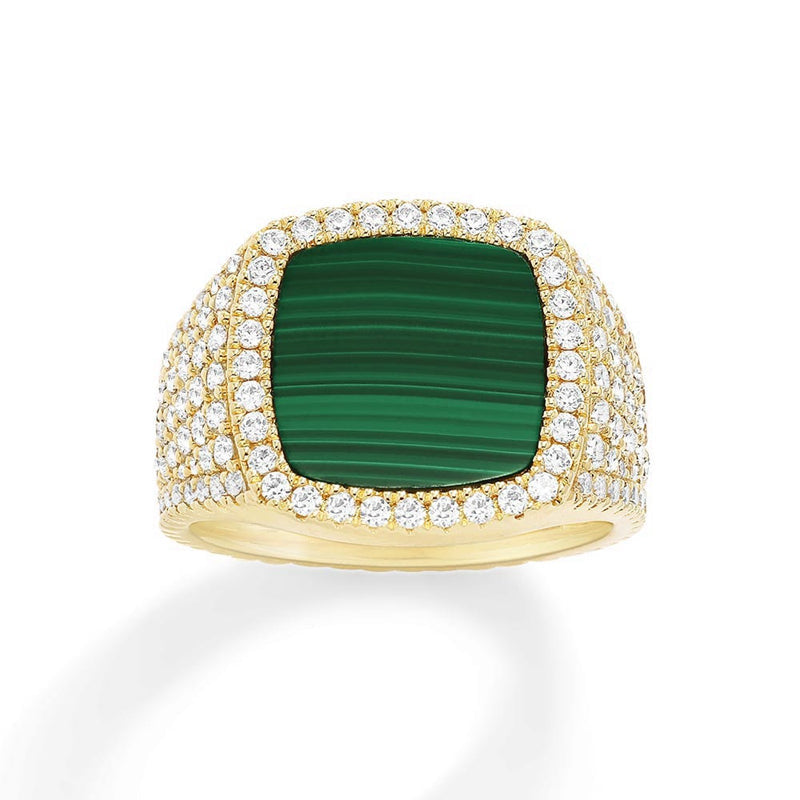 Malachite square bulky ring -LUXE