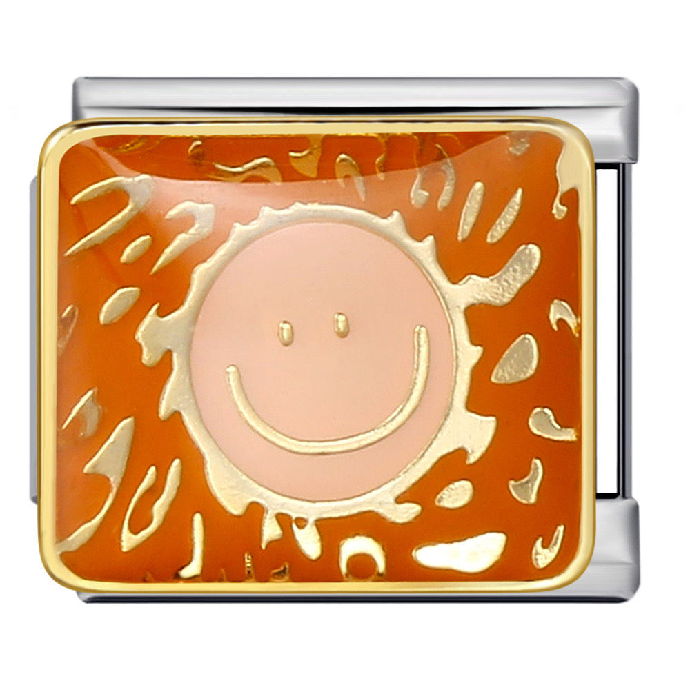Orange smiley italian charm