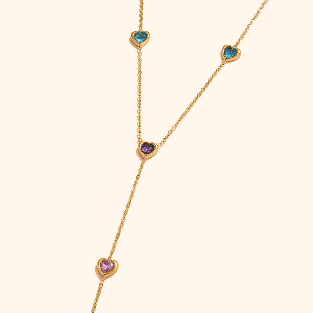 Rainbow heart Y dropdown necklace