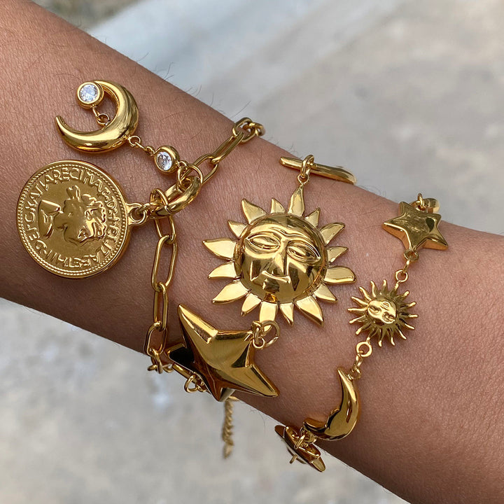 Chunky sun & moon big bracelet