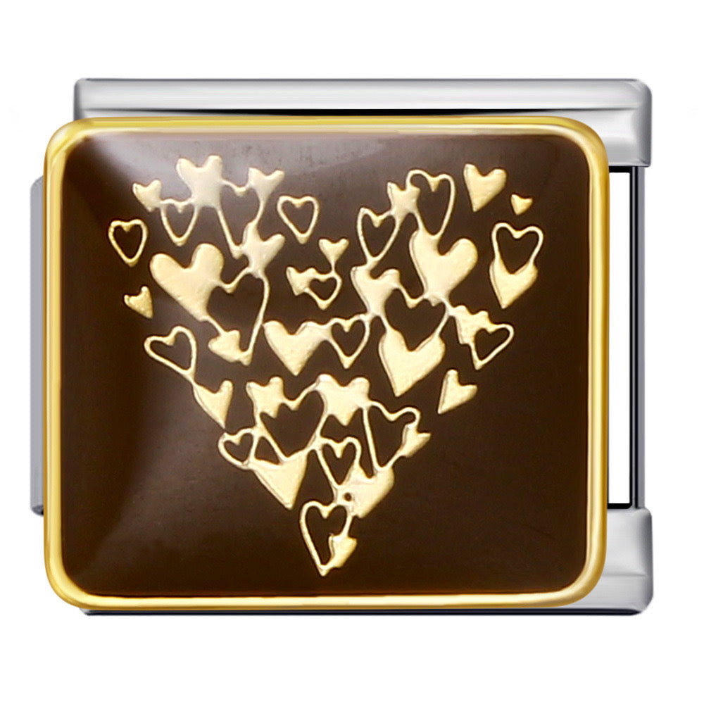 Brown hearts italian charm