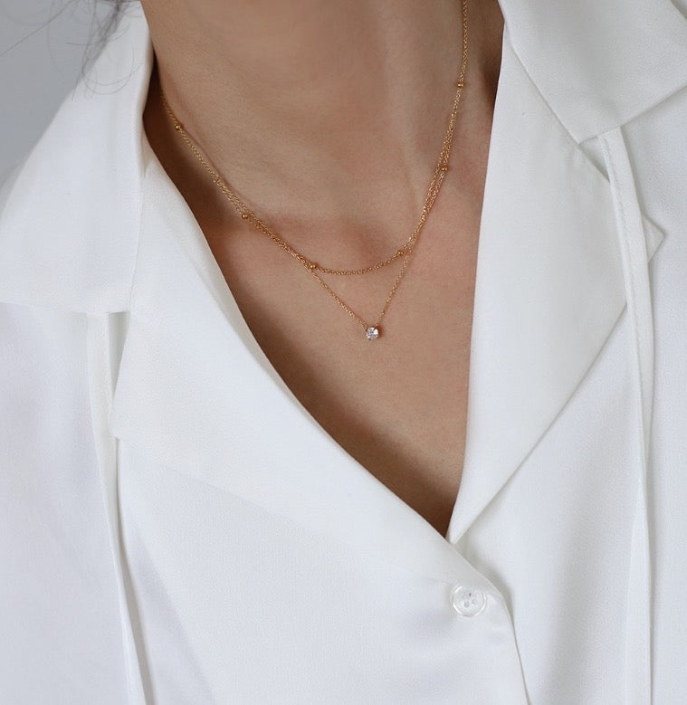 Diamond layered necklace