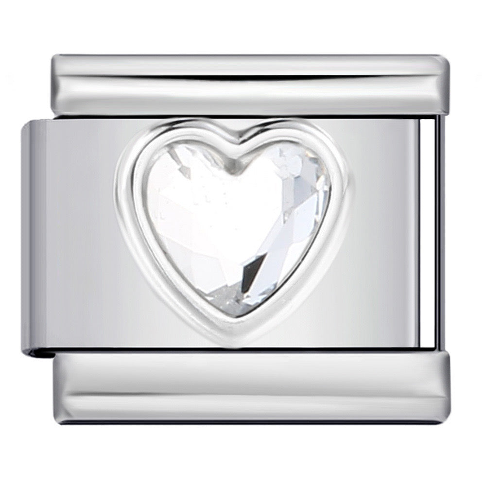 Crystal heart italian charm