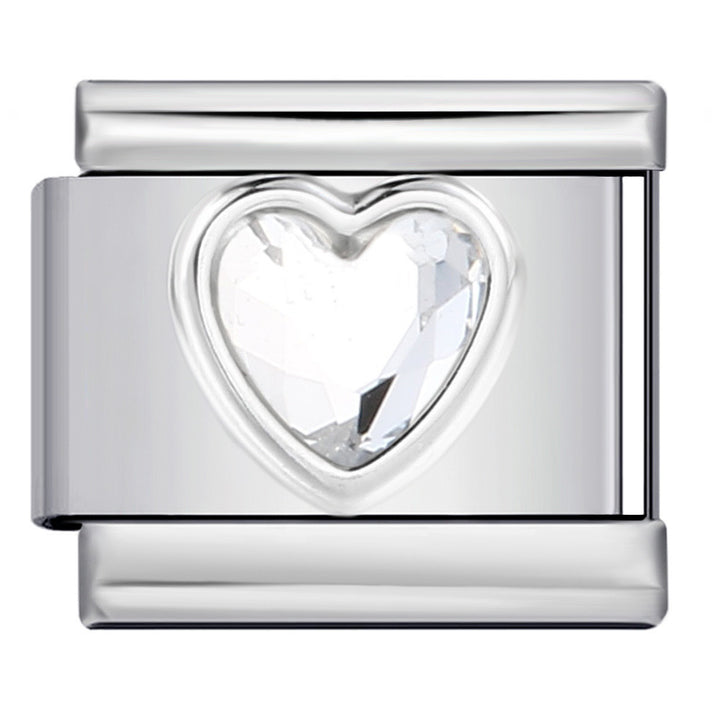Crystal heart italian charm