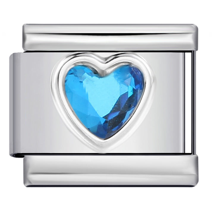 Crystal heart italian charm