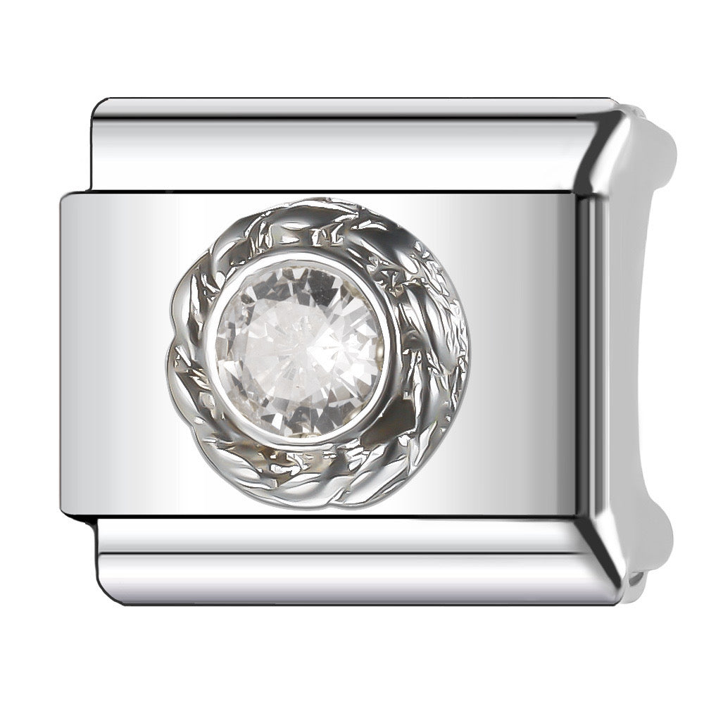 White diamond italian charm