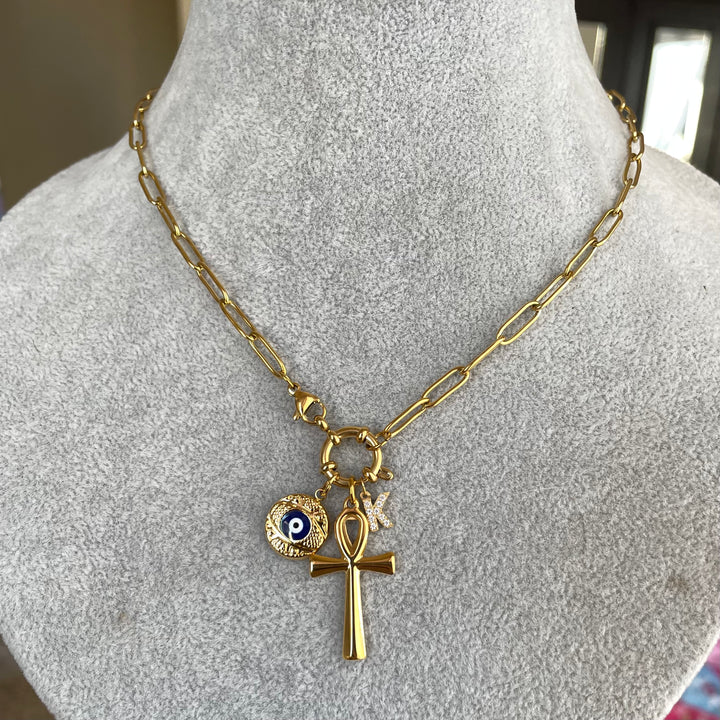 Charm pendant chain necklace - paperclip