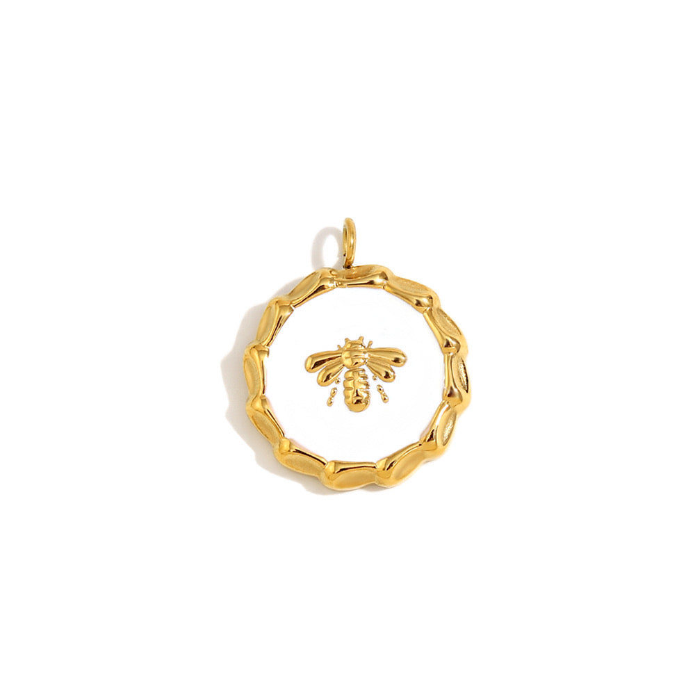 White bee coin charm