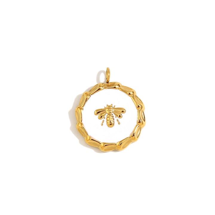 White bee coin charm