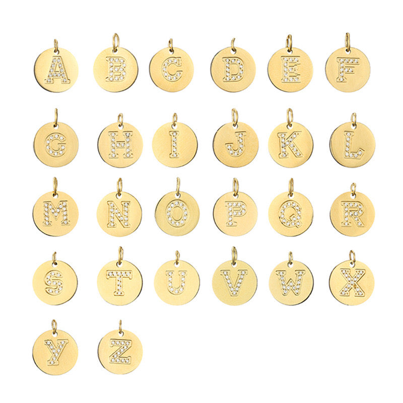 Sparkle coin charm pendant letter