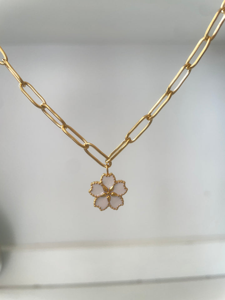 White sandblasted flower charm