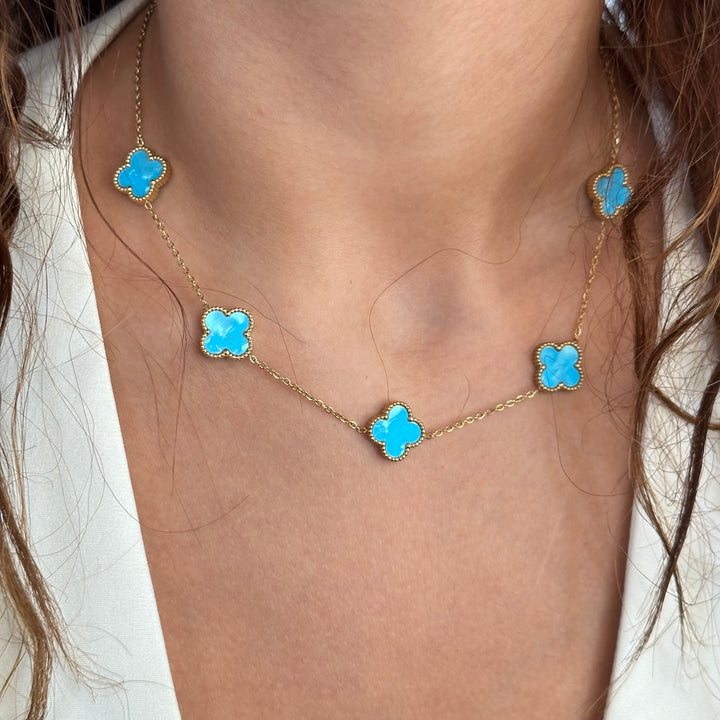 Limited edition clover necklace -Ocean blue